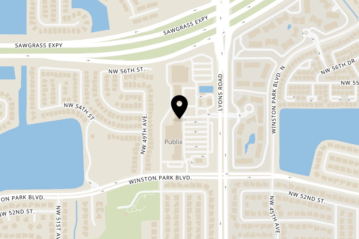 Map showing the location of Fornello Coconut Creek on 5369 Lyons Rd b1 in Coconut Creek