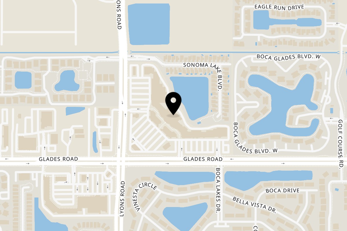 Map showing the location of Fornello Boca Raton on 8903 Glades Rd D7 in Boca Raton